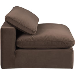 Meridian Comfy Brown Velvet Modular Armless Chair