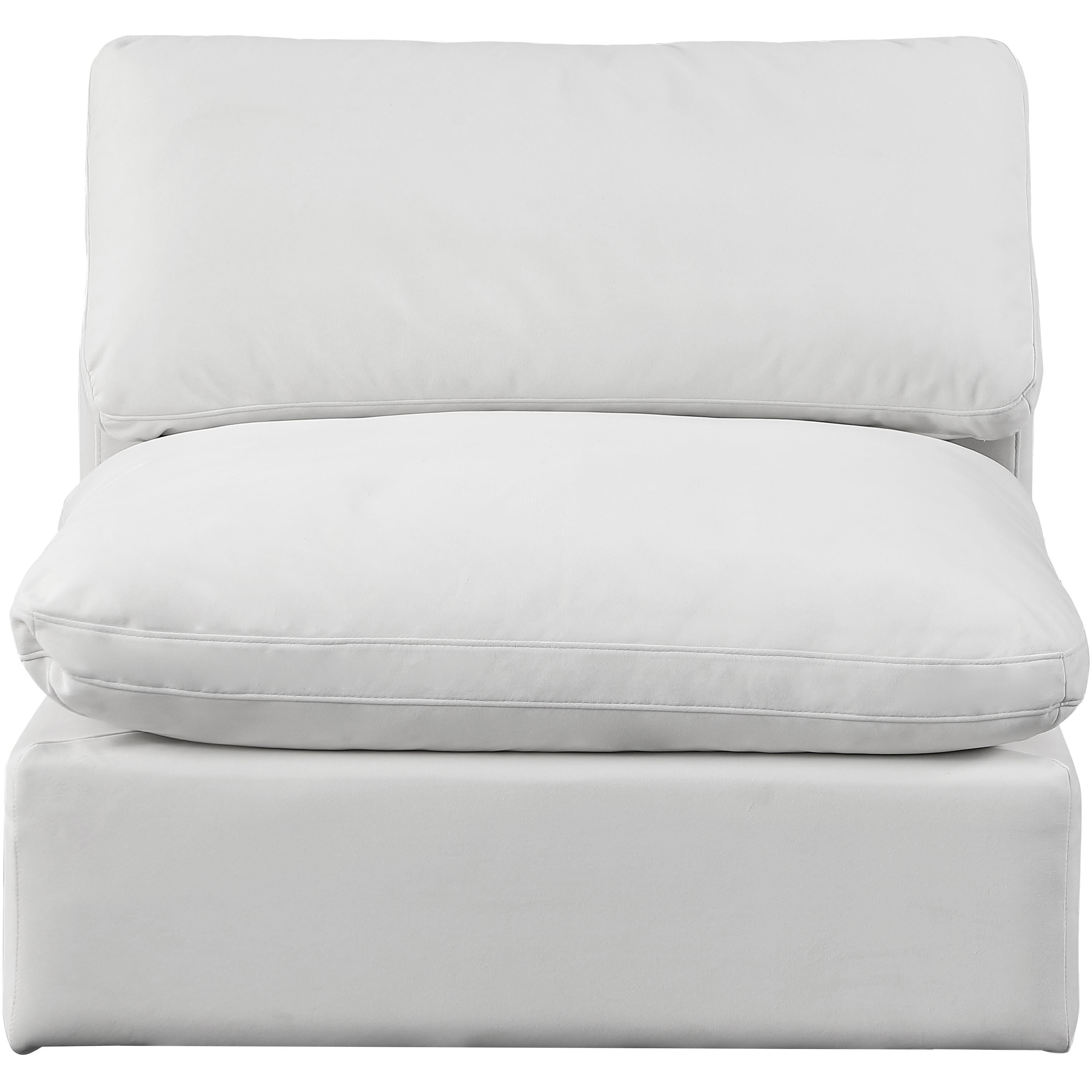 Meridian Comfy Cream Velvet Modular Armless Chair