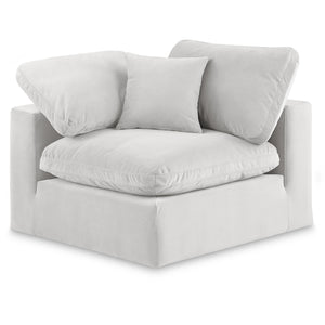 Meridian Comfy Cream Velvet Modular Corner Chair