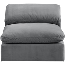 Meridian Comfy Grey Velvet Modular Armless Chair