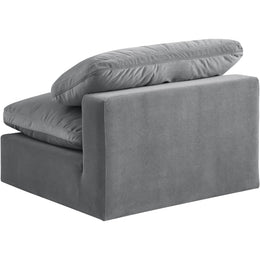 Meridian Comfy Grey Velvet Modular Armless Chair