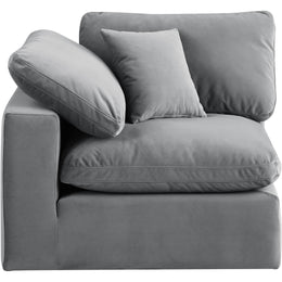 Meridian Comfy Grey Velvet Modular Corner Chair