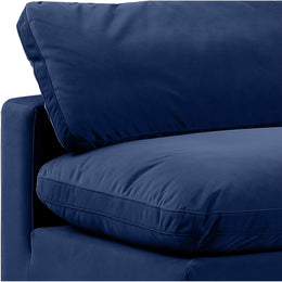 Meridian Comfy Navy Velvet Modular Armless Chair