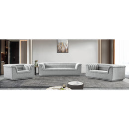 Meridian Cascade Grey Boucle Fabric Chair