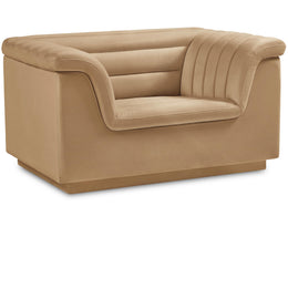 Meridian Cascade Camel Velvet Fabric Chair