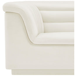 Meridian Cascade Cream Velvet Fabric Chair