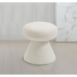 Meridian Drum Cream Faux Shearling Teddy Fabric Ottoman/Stool