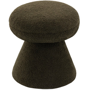 Meridian Drum Green Faux Shearling Teddy Fabric Ottoman/Stool
