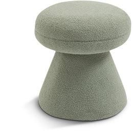 Meridian Drum Mint Faux Shearling Teddy Fabric Ottoman/Stool