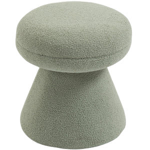 Meridian Drum Mint Faux Shearling Teddy Fabric Ottoman/Stool