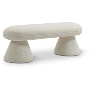 Meridian Drum Beige Faux Shearling Teddy Fabric Bench