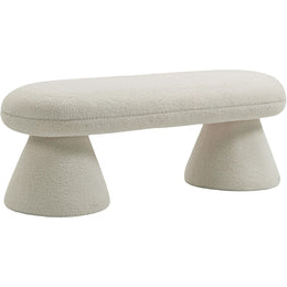 Meridian Drum Beige Faux Shearling Teddy Fabric Bench
