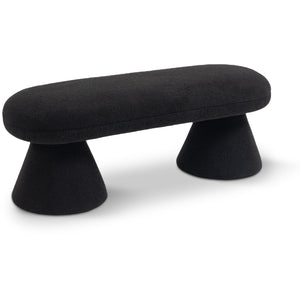 Meridian Drum Black Faux Shearling Teddy Fabric Bench