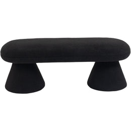Meridian Drum Black Faux Shearling Teddy Fabric Bench