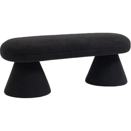 Meridian Drum Black Faux Shearling Teddy Fabric Bench