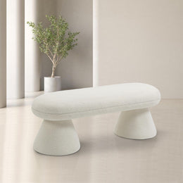 Meridian Drum Cream Faux Shearling Teddy Fabric Bench
