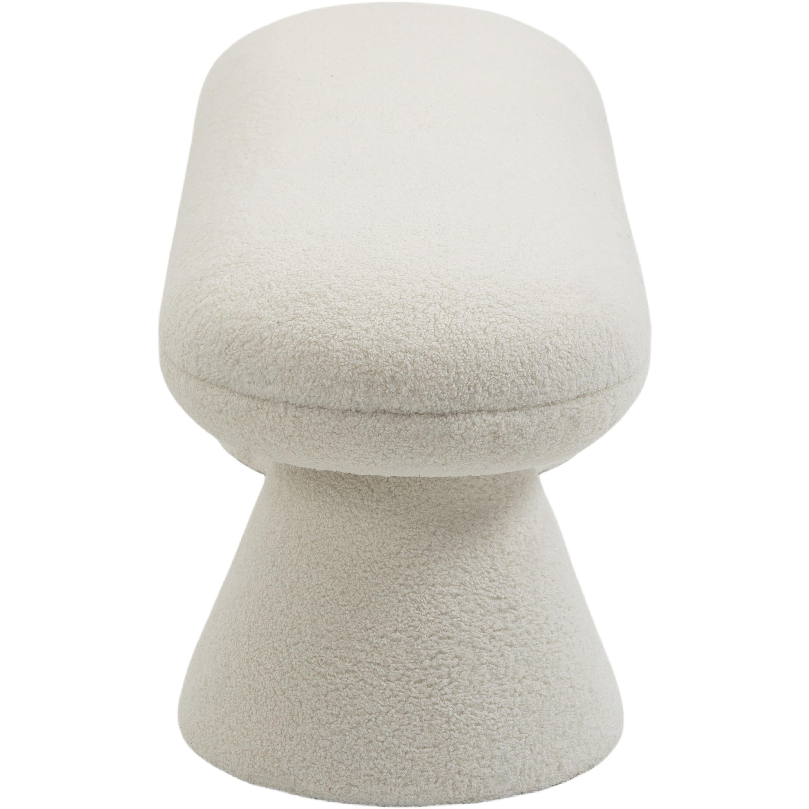 Meridian Drum Cream Faux Shearling Teddy Fabric Bench