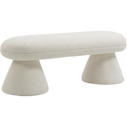 Meridian Drum Cream Faux Shearling Teddy Fabric Bench