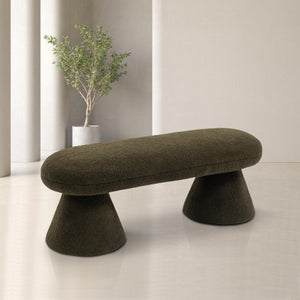 Meridian Drum Green Faux Shearling Teddy Fabric Bench