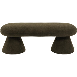 Meridian Drum Green Faux Shearling Teddy Fabric Bench