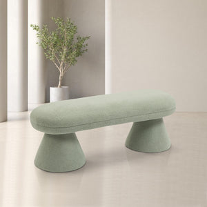 Meridian Drum Mint Faux Shearling Teddy Fabric Bench