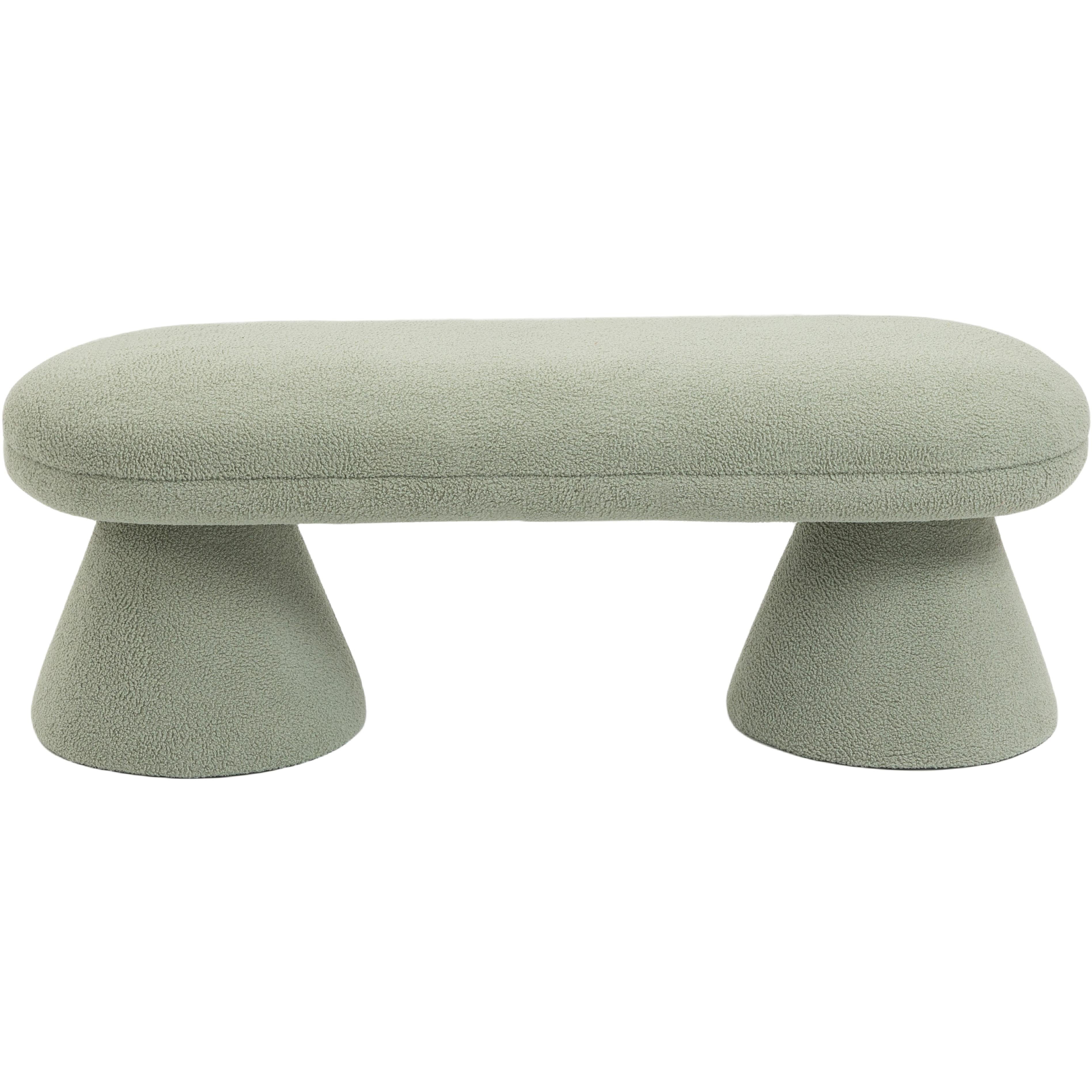 Meridian Drum Mint Faux Shearling Teddy Fabric Bench