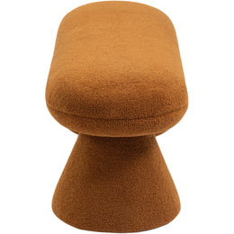 Meridian Drum Saddle Faux Shearling Teddy Fabric Bench