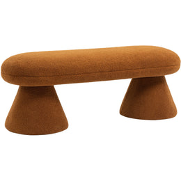 Meridian Drum Saddle Faux Shearling Teddy Fabric Bench