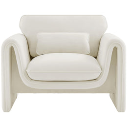 Meridian Sloan Cream Velvet Fabric Chair