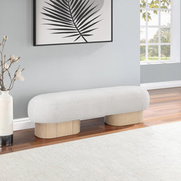 Meridian Robertson Cream Boucle Fabric Bench