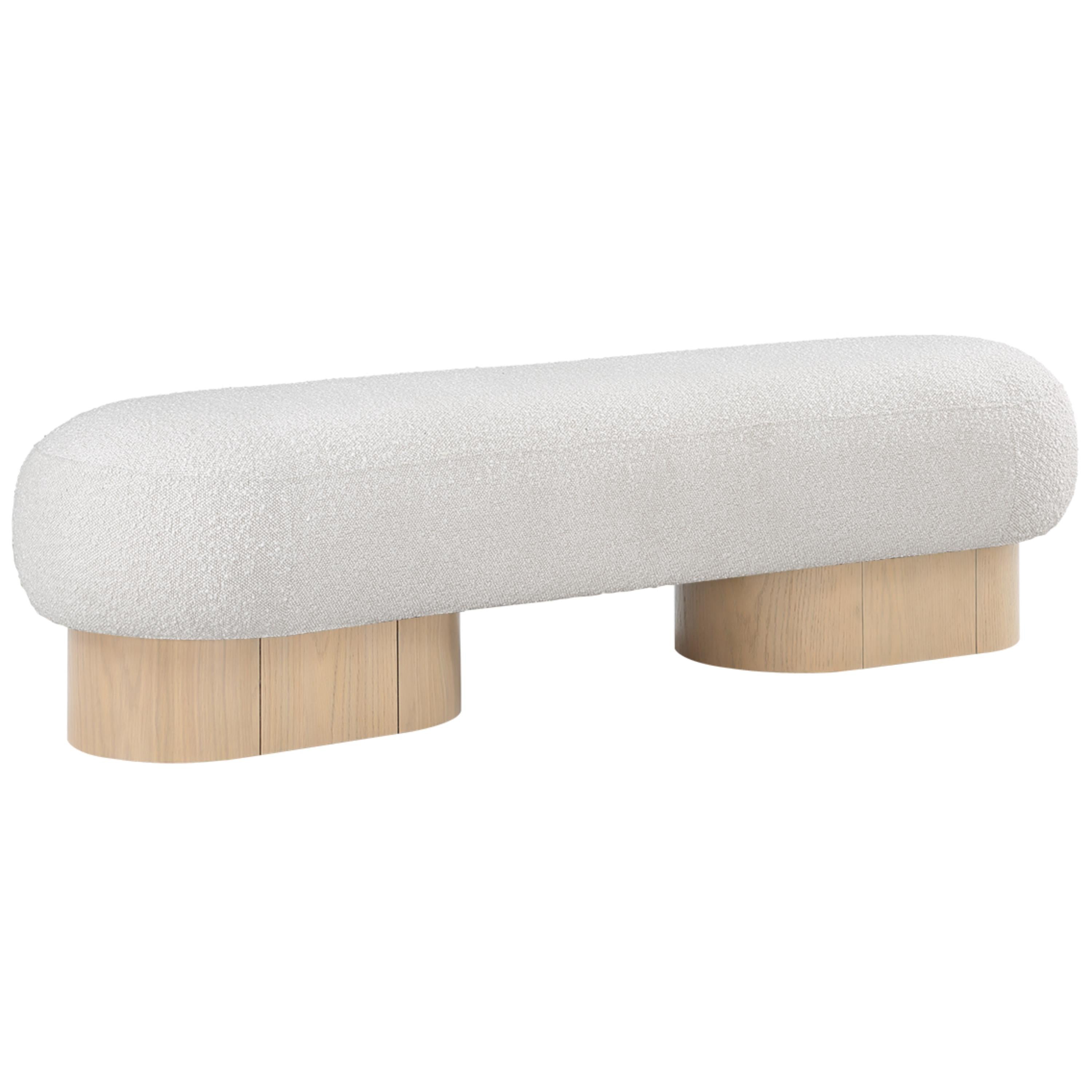 Meridian Robertson Cream Boucle Fabric Bench