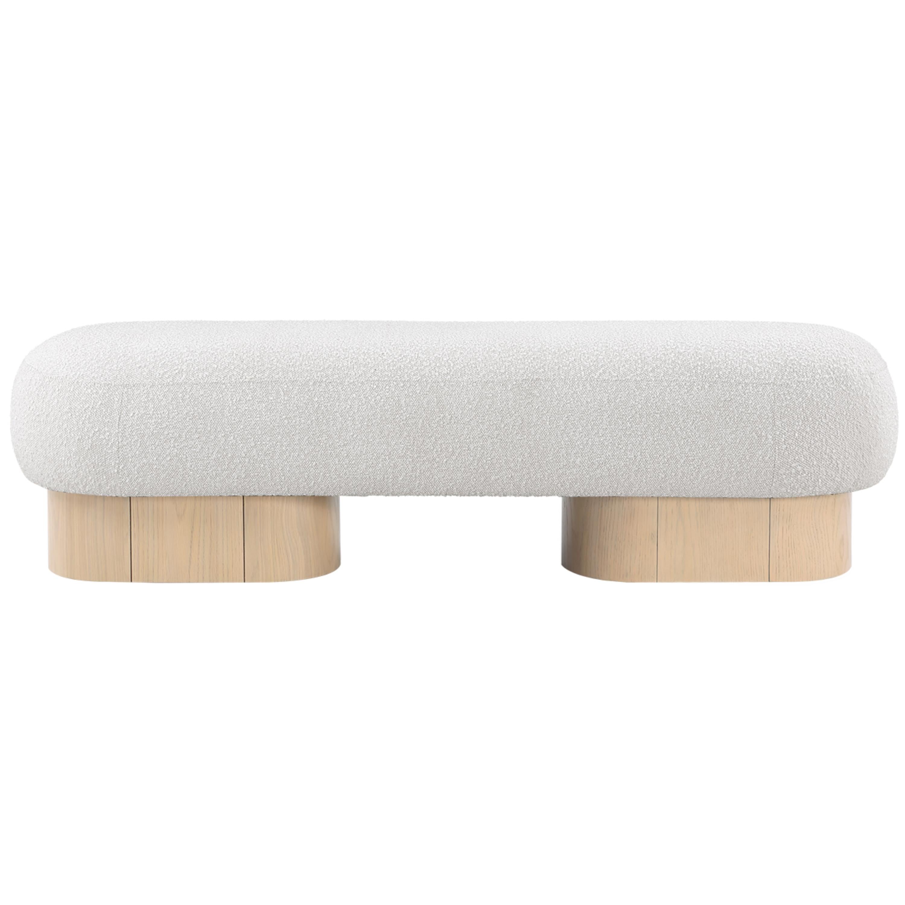 Meridian Robertson Cream Boucle Fabric Bench