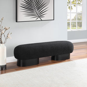 Meridian Robertson Black Boucle Fabric Bench
