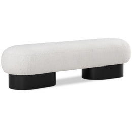 Meridian Robertson Cream Boucle Fabric Bench