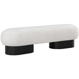 Meridian Robertson Cream Boucle Fabric Bench