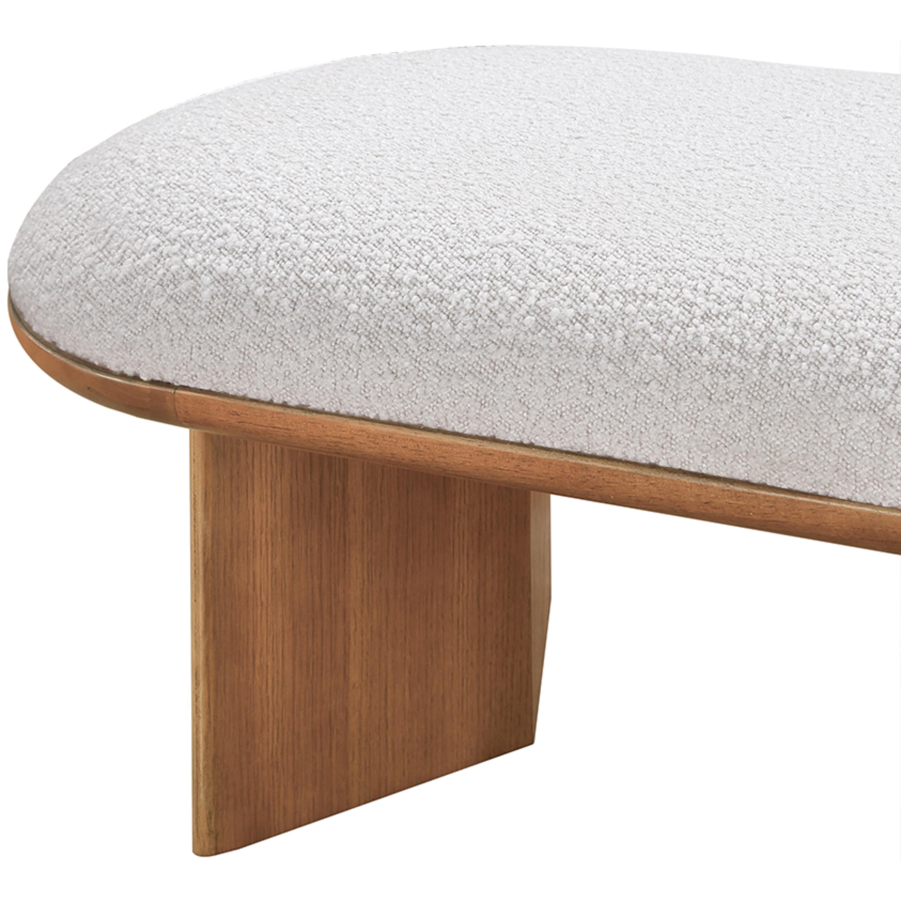 Meridian Wilshire Cream Boucle Fabric Bench