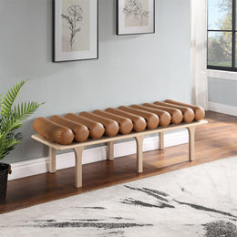 Meridian Landon Cognac Vegan Leather Bench