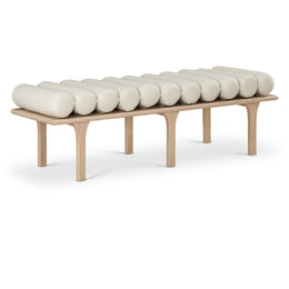 Meridian Landon Cream Vegan Leather Bench