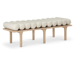 Meridian Landon Cream Vegan Leather Bench