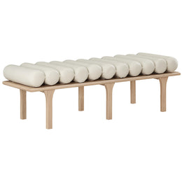 Meridian Landon Cream Vegan Leather Bench