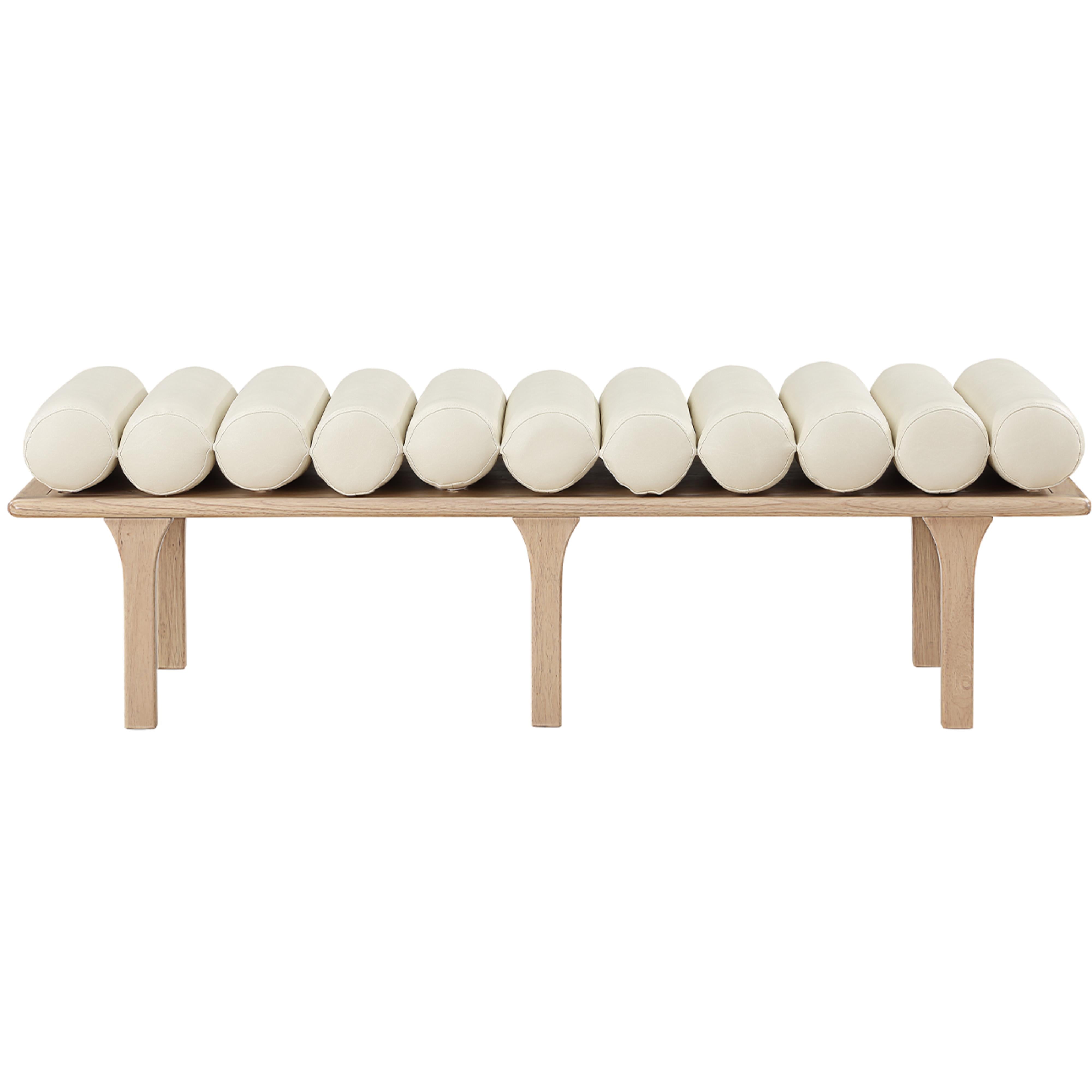 Meridian Landon Cream Vegan Leather Bench