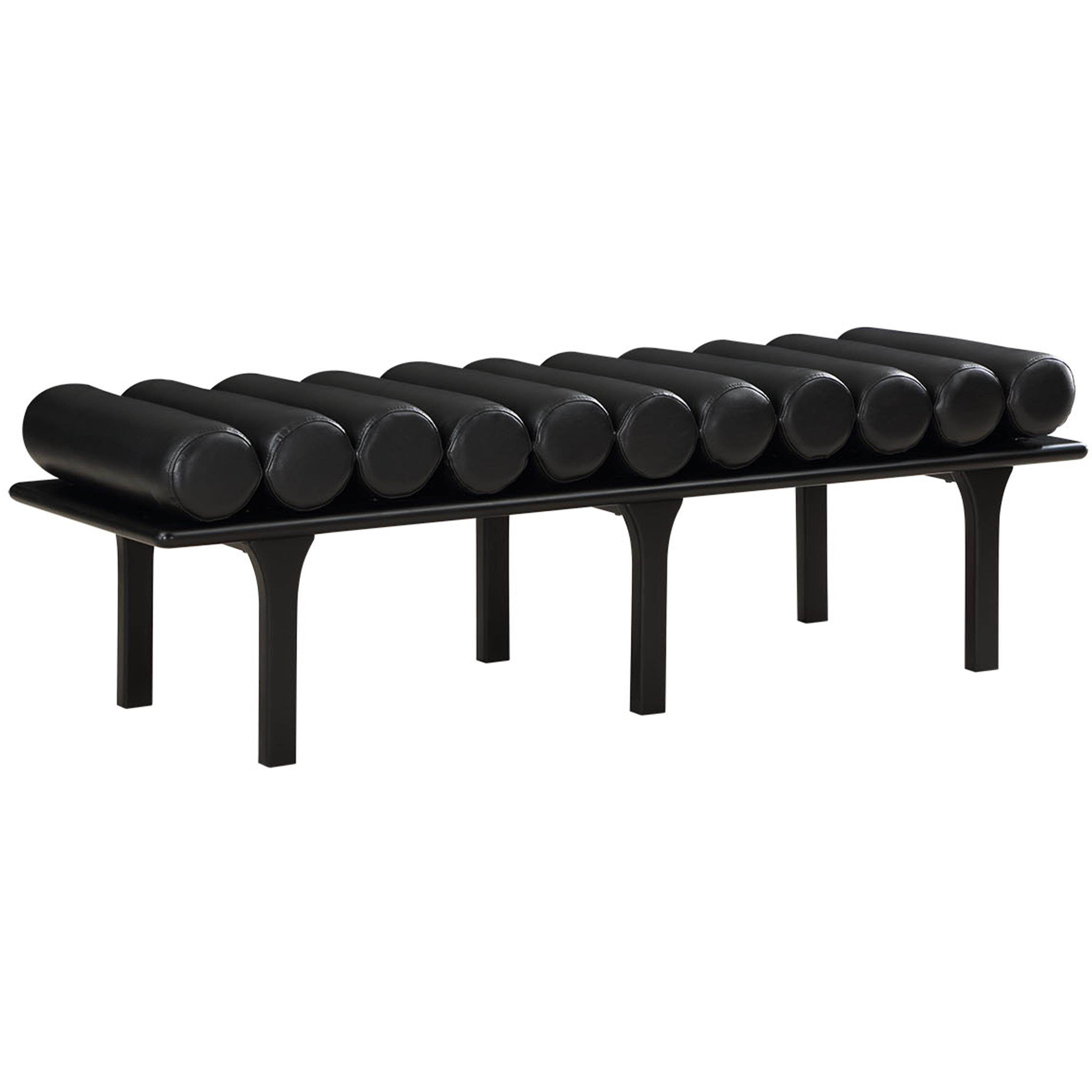 Meridian Landon Black Vegan Leather Bench