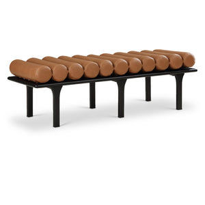 Meridian Landon Cognac Vegan Leather Bench