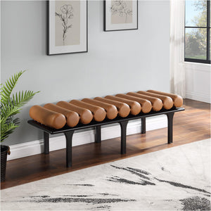 Meridian Landon Cognac Vegan Leather Bench
