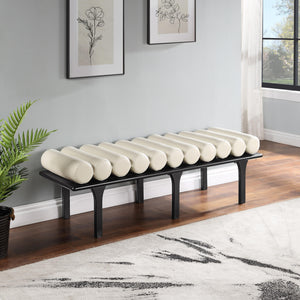 Meridian Landon Cream Vegan Leather Bench