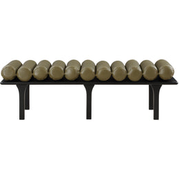 Meridian Landon Olive Green Vegan Leather Bench