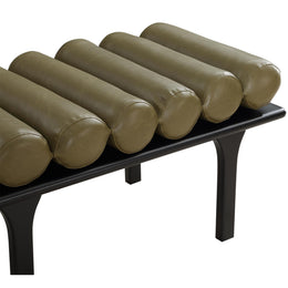 Meridian Landon Olive Green Vegan Leather Bench