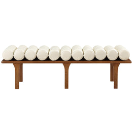 Meridian Landon Cream Vegan Leather Bench