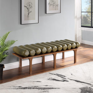 Meridian Landon Olive Green Vegan Leather Bench