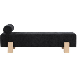 Meridian Edison Black Chenille Fabric Bench